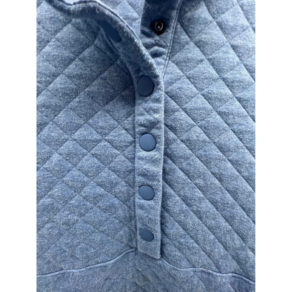 Eddie‎ Bauer Women Quilted Snap Neck Pullover Sweatshirt Blue XXL